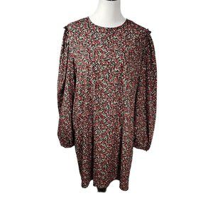 Boohoo Women's size 12 Black Floral Long Sleeve Lightweight Dress
